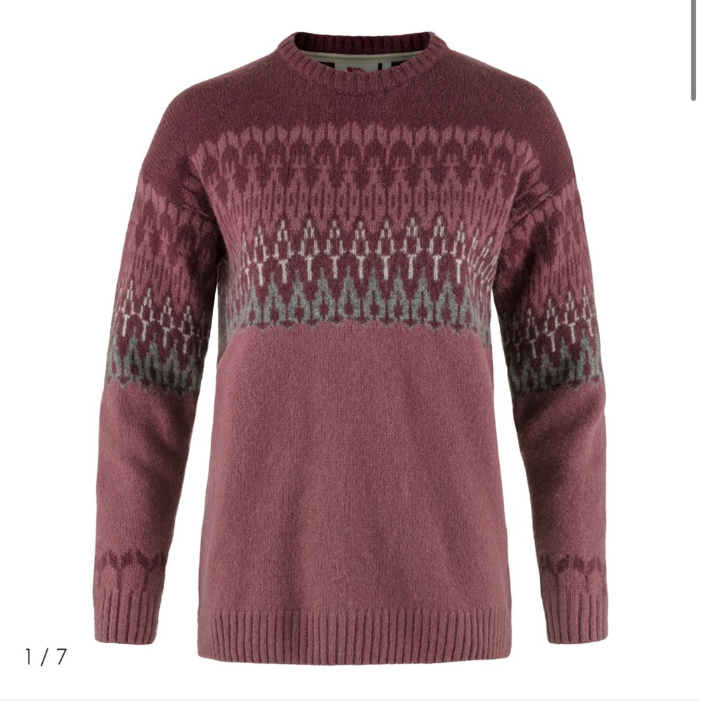 Fjallraven Ovik Path Knit Wool Fair Isle Crewneck Sweater
